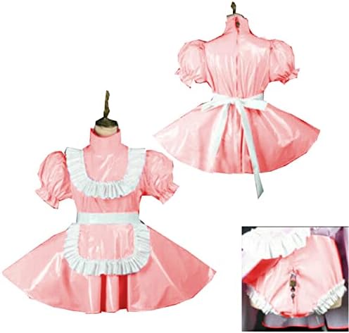 Plus Size Maid Dresses Style Sissy Dress Locable Sweet Dress Costume,Lotus Root Pink,7XL
