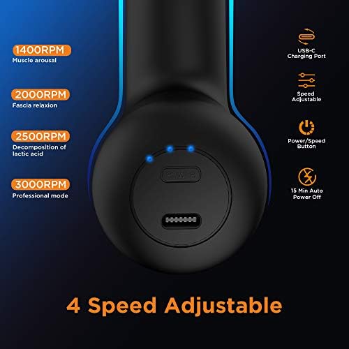 Mini Massage Gun, Powerful Fascial Gun Portable Deep Tissue Percussion Muscle Back Head Massager for Pain Relief with 4 Massage Heads High-Intensity Vibration Rechargeable Small Massage Gun
