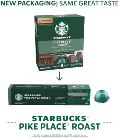 Starbucks by Nespresso Vertuo, Blonde, Medium, and Dark Roast Variety Pack Coffee, 30-count Coffee Pods, Brews 7.8 oz.