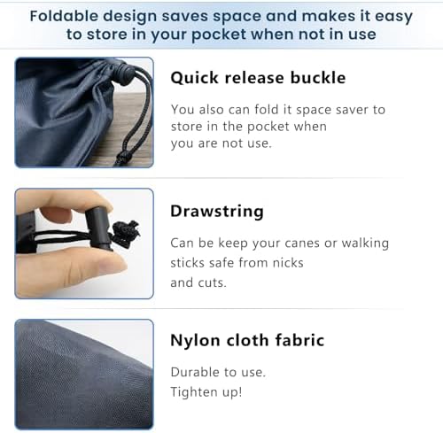 Folding Cane Storage Bag, Walking Sticks Organizer Pouch Travel Case for Elderly Disabled, Easy Carry, 14" L (Not Include Cane)