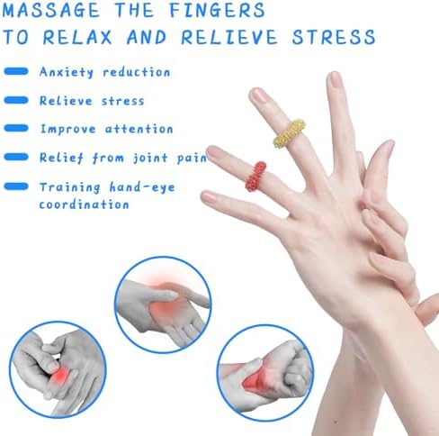 Ortarco 12PCS Acupressure Rings, Anxiety Ring, 6 Colors Acupuncture Ring and Finger Massager, Quiet Fidgets for Classroom, Home and Office Stress Reduction