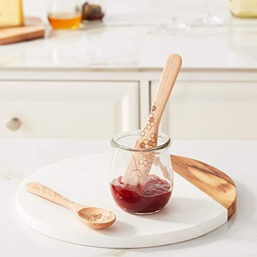 Talisman Designs Beechwood Spoon and Spreader Laser Etched Honey Bee Design, Set of 2, Jam Spoon & Spreader