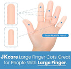 JKcare Large Finger Cots, 10 Pack Silicone Finger Sleeves Support for Trigger Finger & Arthritis - Covers Protector for Cracked, Corn & Callus Pain Relief