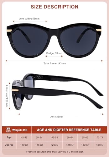 SKYWAY 2 Pack Reading Sunglasses for Women Oversized Sun Readers UV400 Protection Outdoor Reading Glasses
