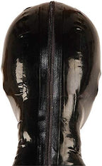 Black Latex Hood Open Eyes Mouth Nose Back Zipper Normal Tight Rubber Mask Club Party Wear