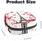 Sanitary Napkin Storage Bag, Zipper Period Pouch for Teen Girls Women, Portable Menstrual Tampons Collect Bags Eiffel Tower Love Heart