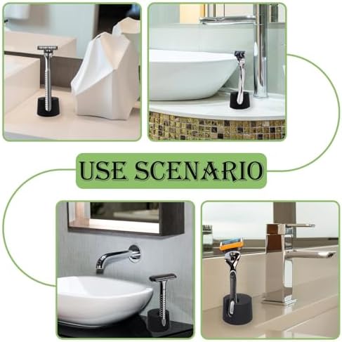 2 Pack Razor Stand For Men, Razor Stand Compatible with Gillette Razors, Suitable for Various Shaver Handles Alloy Steel Bathroom Countertop Organizer with Drainage Holes