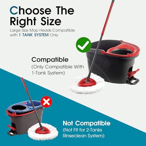 4 Pack Mop Head Replacement Compatible with O Cedar Triangle Swivel Mops,Spin Mop Replacement Head 100% Microfiber,Deep Cleaning,EPSUNORISE Compatible with O Cedar Mops(White)