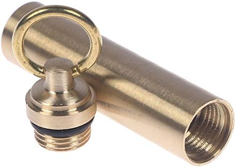 EORTA 2 Pieces Mini Pill Fob Portable Keyring Boxes Waterproof Brass Bottles Medicine Case Dispenser Tablet Container Single Chamber Holder for Travel Outdoor Sports, Golden