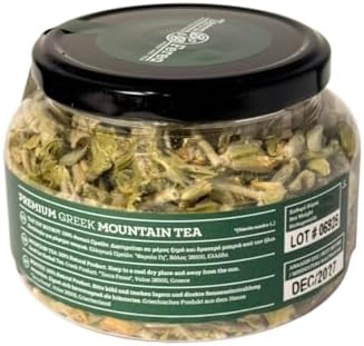 Greek Mountain Tea | Authentic Sideritis Herbal Tea | Naturally Caffeine-Free | Handpicked & Sun-Dried from High-Altitude Mountains of Greece | Antioxidant-Rich | Floral & Earthy | 30 gram jar of Loose Leaf
