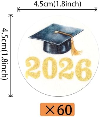 60 PCS Edible 2026 Graduation Cap Cupcake Toppers Wafer Paper Class of 2026 Cake Decorations Edible Congrats Grad Cap Cupcake Picks for 2026 Graduation Theme Party Food Decorations Supplies Gold