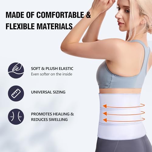 Cozyhealth Elastic Universal Post Surgery Abdominal Binder Lower Waist Support Belt, Wide Belly Girdle Postpartum Stomach Surgical Compression Belly Band for Men and Women (3 Panel - 9", Medium)