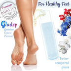 GLADZY Czech Glass Foot File Callus Remover – Double Sided Etched, Different Grit Coarse & Fine Surfaces for Hard Skin & Cracked Heels, Professional Pedicure Tool, Washable Reusable, Made in EU
