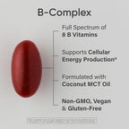 Sports Research® Vitamin B-Complex - Full Spectrum of B Vitamins with Methylated B12 & Folate - Gluten Free · Plant-Based · Non-GMO · Vegan-Friendly Formula - 120 Veggie Softgels