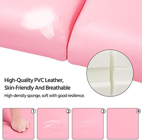 Yaheetech Massage Tables Portable Adjustable Massage Bed Foldable Spa Lash Table 3 Folding 84 Inch Salon Facial Bed with Non-Woven Bag, Pink
