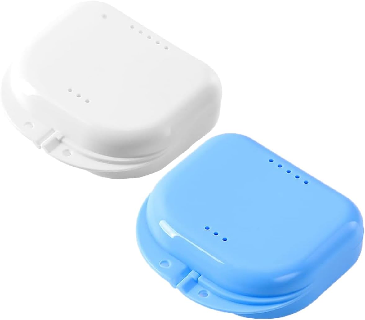 JMU Retainer Case with Vent Holes Orthodontic Storage Case Travel Box for Aligner & Mouth Guard (2 Pcs, Blue and White)