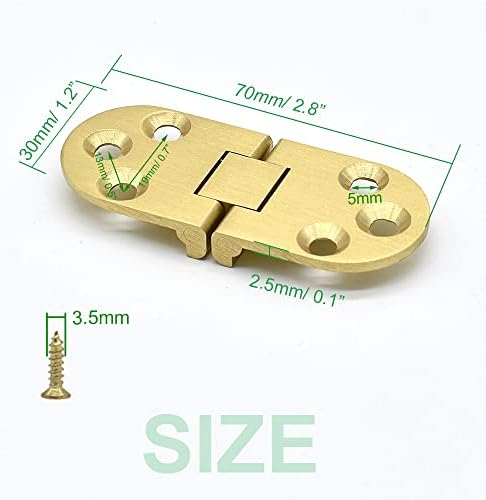 4 Pcs Brass Butler Tray Hinge Round Edge, 180 Degree Folding Flip Top Ellipse Table Clamshell Hinge for Folding Furniture Sewing Machine with Screws
