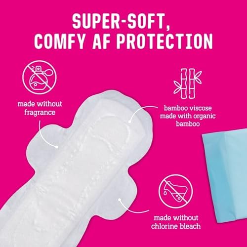 Flo - Night Menstrual Pads (40 Pack) - Organic Bamboo Period Pads for Women - Heavy Flow - Leak Locking - Winged, Ultra-Thin - Absorbent, Soft & Breathable - Plant Based – Vegan, Cruelty Free
