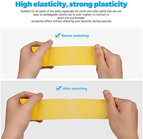 Bandage Wrap 8 Pack 2”x 5 Yards Self Adhesive Bandage Wrap Breathable Cohesive Bandage Wrap Rolls Athletic Elastic Self Adherent Wrap for Sports Injury,Wrist, Knee, Ankle Sprains and Swelling(Yellow)