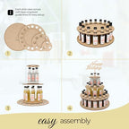 Party Centerpiece Display for Mini Liquor Bottles | 21st Birthday Holiday Celebration Decoration (Three Tier, Natural Wood)