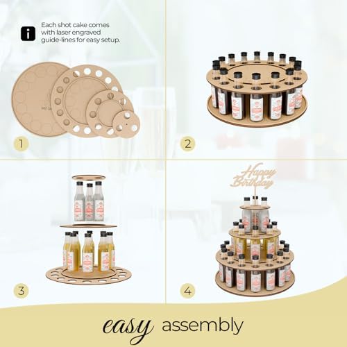 Party Centerpiece Display for Mini Liquor Bottles | 21st Birthday Holiday Celebration Decoration (Three Tier, Natural Wood)