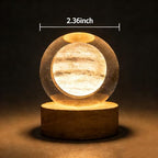3D Jupiter Crystal Ball, 2.4inch Universe Gifts Decorative Quartz Glass Ball, Space Laser Engraved Model Astronomy Decor, Paperweight Physics Display Sculpture Home Decor Crafts for Friends