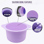 Silicone Wax pot Liner, Silicone Wax Bowl Warmer liner, Non-Stick Melt Pot Replacement, Reusable Melt Liner with 50 Pcs Waxing Sticks Body Hair Removal 14 oz Purple