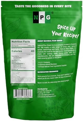 NPG Premium Sichuan Green Peppercorns 16 Oz, Authentic Whole Peppercorns, Mouth-Numbing Spice, Strong Pepper Szechuan Corns Flavor, Essential for Chinese Sichuan Cuisine, Mapo Tofu, Kung Pao Chicken