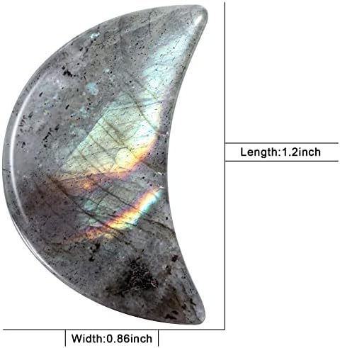 mookaitedecor Set of 5 Moon Shape Healing Crystal Pocket Palm Stones, Polished Reiki Stone for Chakra Balancing, Jewelry Making, Home Decoration, Labradorite
