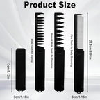 Tyqour Protable Pocket Comb for Men, 3 In 1 Folding Comb, Fine Tooth and Wide Tooth Small Combs for Everyday Grooming, Combing Hair, Beards and Mustaches (Black, Plastic)