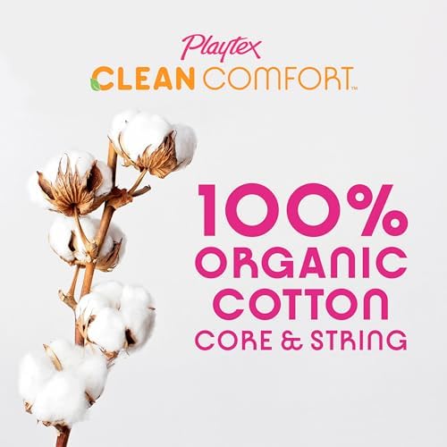 Playtex Clean Comfort Organic Cotton Tampons, Super Absorbency, Fragrance-Free, Organic Cotton - 30ct