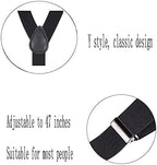 Black Suspenders for Men and Women Adjustable Suspender Elastic 1 inch Wide with Heavy Duty Clips