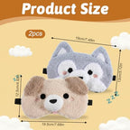 2 PCS Cute Plush Animal Sleeping Masks Soft Puppy Eye Cover Adjustable Funny Cartoon Eyeshade Blindfold with Elastic Strap Lovely Dog Blackout Mask for Travel Nap Night Sleep Party Girl Boy