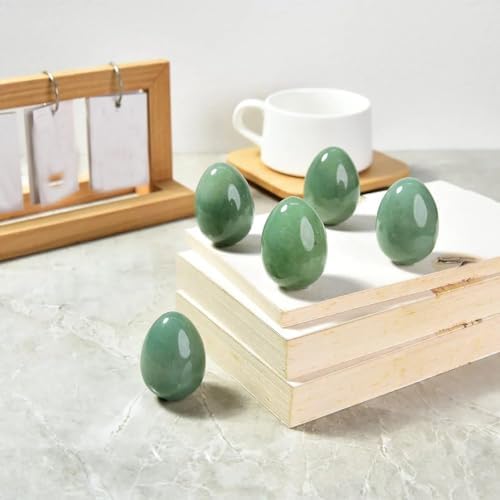 Erliway 1.8 x 1.4" Green Aventurine Crystal Eggs for Easter Day, 1 PC Natural Chakra Healing Crystal Egg Gift, Polished Pocket Palm Worry Crystals Gemstone for Reiki Meditation Anxiety Relief Décor