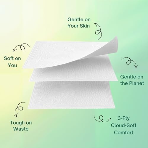 Tree-Free 100% Bamboo Premium Toilet Paper-24 Premium Mega Rolls, Ultra Soft & Strong 3-Ply 300 Sheets Per Roll-Eco-Friendly, Plastic-Free, Septic Safe Tissue, We Save Trees.