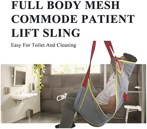 Shower Sling， Lift Sling for Toileting，Patient Lift Sling with Commode Opening Large, Full Body Mesh Sling for Hoyer Lift, Shower Sling, Toilet Sling(Weight Capacity 507 Lbs) XL