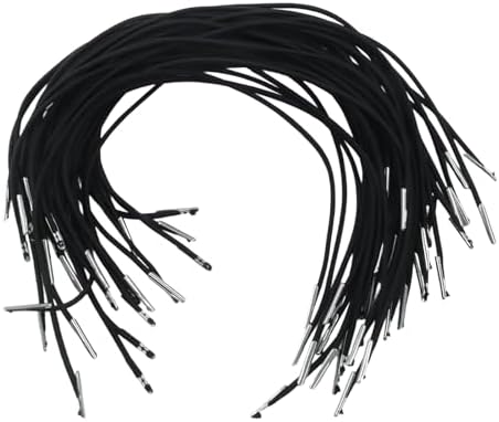 40 Pcs Elastic Barbed Cord, Stretch Round String with Metal Barbs for Mask Straps and Party Decorations（Black）