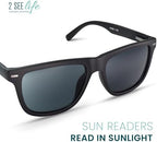 2SeeLife Oversized TR-90 Reading Sunglasses for Men – Medium Fit, Sturdy Frame, Spring Hinges, Premium Sun Readers, Black (Sun Readers), +3.00