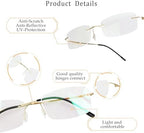 LifeArt Blue Light Blocking Computer Reading Glasses,Men's and Women's Rimless Frame (Golden, +1.50 Magnification)