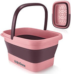 Udefineit Collapsible Foot Bath Basin with Handle, 15L/4 Gallons, Foldable Foot Bath Tub, Foot Soaking Basin with Massage Acupoint, Pedicure Foot Spa Tub for Home Dry Cracked Feet Treatment - Pink