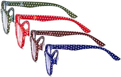 Eyekeppe 4 Pack Ladies Reading Glasses Polka Dots Cat-eye Design Readers for Women Reading +1.50