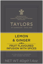Taylors of Harrogate Lemon & Ginger,Herbal Tea,Individually Wrapped Bags,Cleansing,Invigorating and Citrussy,Caffeine-Free,Enjoy Hot or Iced,20 Count (Pack of 2)