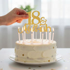 18th Birthday Cake Topper, Happy 18th Birthday Cake Topper Adultish Toppers for 18 Years Old Black Bday Decor Glitter Supplies(Gold)