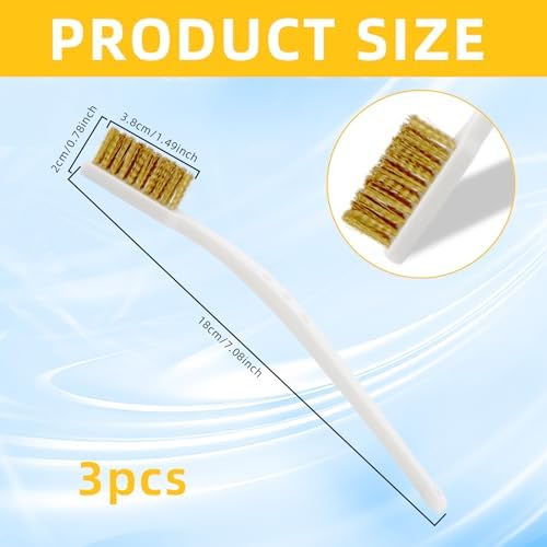 Small Brass Brush 3PCS Brass Wire Brushes for Cleaning, 3D Printer Nozzle Cleaning Brasses Wire Toothbrush Tool, Brasses Brush Handle Hot End Toothbrush for Polishing & Rust Removal