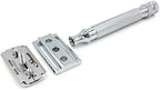 Parker 91R Heavyweight Long Handle Safety Razor – Classic 3-Piece Double Edge Razor for Smooth, Close Shaves – Brass Frame with Textured Chrome Finish – Compatible with All DE Razor Blades