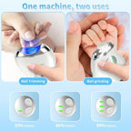 Automatic Electric Nail Clipper, 2 in 1 Baby Nail Trimmer with LED Light & Storage Box, Rechargeable Portable Fingernail Cutter with 3 Speed Gears, Safe Nail File for Babies, Kids, Adults