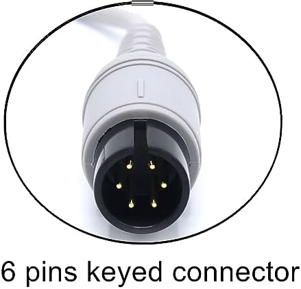 11FT 5 Lead Snap AHA Cable with 6 Pins Connector Compatible with AAMI and Most Monitors