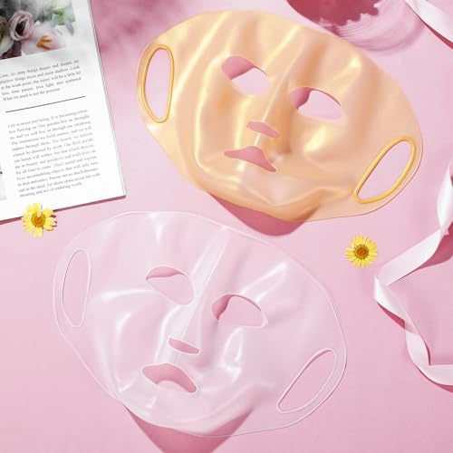 FRCOLOR Reusable Silicone Face Cover 3-Pack 10.6X6.7 Inch Anti-Wrinkle Moisturizing Sheet for Skin Care