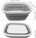 SAMMART 5.5L (1.4 Gallons) Collapsible Tub-Foldable Dish Tub-Portable Washing Basin-Space Saving Indoor/Outdoor & Canping Plastic Washtub/Dish Pan (1, White/Grey)