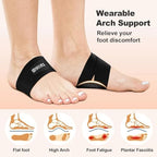 ZAIWOO Wearable Arch Support Inserts for Women & Men – 2 Adjustable Heights, Non-Slip Breathable – Plantar Fasciitis Relief Arch Band for Flat Feet, High Arches